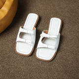 Bow One-Word Flat-Bottomed Slippers Women Wearing Exposed Toe Lazy Beach Cold