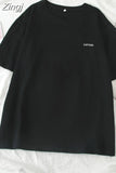 Women Short Sleeve Tees O-neck Embroidery All-match Basic Fashion Unisex Teenagers Leisure Soft Summer Simple