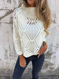 Women's New Casual Loose Hollow Sweater Round Collar Knitting