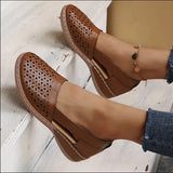 Summer Large-Size Casual Sandals Women's Slopes Hollow Pure Color Single Shoes Low-Heeled Sandals