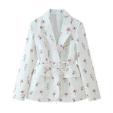 Spring/Autumn Women's Fashion Sweet Broken Flower Suit T-Neck With Long Sleeved Suit