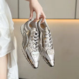 Angel] This Year's Popular Small Silver Shoes 2025 New Pointed Sneakers Women's Hundred And High-Tech Training