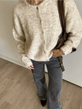 White With Soft Knitted Cardigan Female Retro Buckle Gray Wool Sweater Coat In