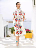Women's New Printed Dress Elegant T-Shirt With Flip-Flops