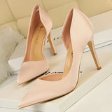 Shoes Sexy Woman Pumps Black Blue Sliver Women Heels Silk High Heels Women Shoes Stiletto Heels 9.5 Cm Ladies