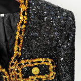 Star Celebrity Temperament Fashion New Heavy Industry Lequine Chain Short Jacket Card Jacket