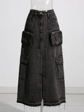 Skirt Female 2025 Autumn New Ins Wind High Waist Show Thin A-Word Skirt Niche Design Sense Edge Fishtail