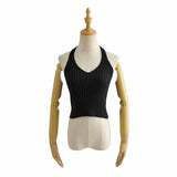 Zingj New Multicolor V-Collar Neck Suspender Summer Solid Color Bare Back Short Style Exposed Navel Wiped Chest