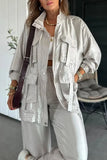 Women's Clothing Pure Color Fashion Long-Sleeved Jacket Three-Dimensional Pocket Fashion Loose