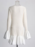 French Long-Sleeved Round-Neck Dress Women 2025 Summer New Famous Wind Lotle Side High-End Knitted