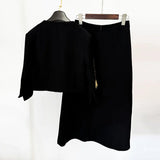 New Temperament Flower Heavy Industry Nails Seven-Sleeved Jacket Jacket Mid-Long Half Skirt