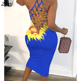 Women Butterfly Sunflower Print Fishnet Backless Bodycon Dress Ninimour Sleeveless Mini Bodycon Sexy Robes Womens
