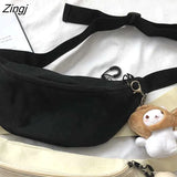 Bags Women Simple Harajuku All-match Canvas Students Fanny Pack Ulzzang Hip-pop Fashion Portable Money Phone Pouch