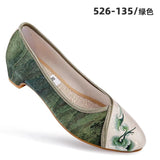 Zingj Women's Shoes Printed Embroidered Cloth Shoes Women's Single Shoes Hanfu Shoes National Style Satin New Collocation Cheongsam National Style Retro Embroidered