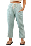 Summer Solid Color Casual Lace Skinny Cotton Linen