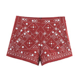 Women's Explosive Mirror Effect Decorative Embroidered Vest + Shorts