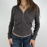 Zingj Style Spice Girl Solid Color Hooded Basic Hoodie Female Zipper Cardigan Slim Long Sleeve Jacket