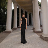 Summer New Women's Pure Color Tie With Waist Temperament Fashion Dress