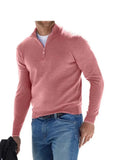 New Winter Long Sleeve V-Neck De-Yvet Zipper Men's Casual Polo