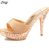 Women Platform High Heels Slippers Bowknot Design Glitter Bling Wedges Sandals Sexy Peep Toe Women Nightclub Party Wedding
