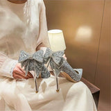 High-Heeled Women 2025 Spring And Autumn New Spring And Autumn New Sleuing High-End Water-Drilled Bow Tip Wedding Shoes Single Shoes