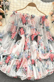 Slash Neck Spaghetti Strap Mini Chiffon Dress Women Summer Vacation Beach Flare Long Sleeve Ruffle Blue/Green Vestidos