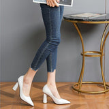 Famous Single Shoe Women In The Summer Of 2025 New Shallow Thick Heel Women's Shoes Temperament Tip-Tip High-Heeled