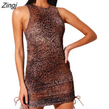 Women Ladies Sleeveless O neck Drawstring Bodycon Slim Summer Casual Party Mini
