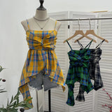 Shooting Irregular Skirt Lattice Sling Vest Women's Summer Design Sleeveless Top