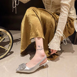Summer New Pointed Sandals After The Ribbon With Large Size Square Buckle High Heels Gentle Fashion Women's
