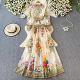 Style Suit Female French Bow Tie With Short-Sleeved Blouse Buckle Print
