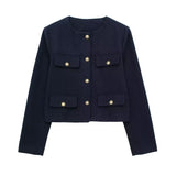 New Clip Round Collar Short Jacket