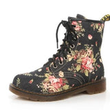 Western Cowboy Style Handsome Retro Small Broken Flower Flat And Short Boots High Help Martin