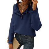 And Autumn 2025 New Women's Knitted Top Casual Long-Sleeved Button-Lace Cloth Cloth