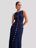 Temperament Sleeveless Round Collar Knitted Dress In 2025