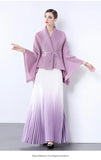 Gradient Suit Women's Autumn And Winter Loose Strap To Close Waist Pressure Folding Top + High Waist 100 Folded