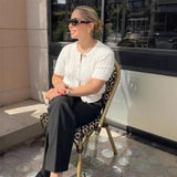 Women's INS Burst-Dress Round-Neck Fashion Knitted Short-Sleeved Short-Sleeved