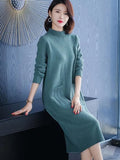 Autumn Winter New Loose Thickened Knitted Woolen Dress Long Sleeve Woman Dress Fashion Style Sweater Streetwear