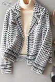 Houndstooth Plaid Jacket Coat Women Autumn Winter 2023 Mink Jackets Coats Korean Ladies Office Outerwear Veste