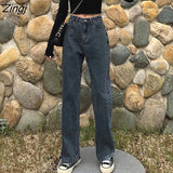 Women Spring Black Long Denim Solid Vintage Washed Korean Style Womens Students All-match Simple Leisure Streetwear