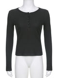 Fairycore Y2K Tops Tee Aesthetic Button Up Retro Grunge Clothing Solid Casual 90s Slim Womenswear