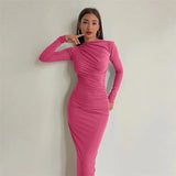 Spring And Autumn New High-Senior Sensing Solid Color Temperament Long-Singed-Up Dress