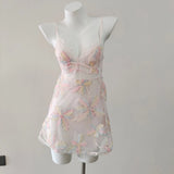 Retro Relief D'en Yarn Lace Slings Short Skirts Maids With Thin Green Fresh