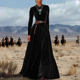 Elegant Autumn And Winter Long Sleeve Western Velvet