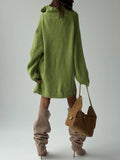 Street Style Ultra-Loose Zipper Sweater Female High-Collar Open Fork Design Fashion Personality Fried Street Autumn And