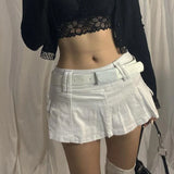 Zingj New Solid Color Personality Street Spice Girl Style Women's Denim Pleated Skirt
