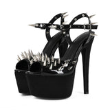 Club Sexy Rivet Black Water Table Fine High Heel Transfled Large Women High Heel