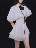 Temperament Lotus Leafy Skirt In Autumn 2025 New Collar Three-Dimensional Flowers Slimming Dress