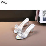 Women Sandals Woman Crystal Open Toe Ladies PVC Jelly Shoes High Heels Transparent Casual Female Slippers