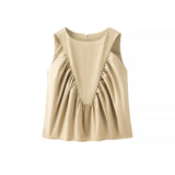 Women's Dress 2025 Summer Collar Sleeveless Wrinkle Shirt Shirt Top Women